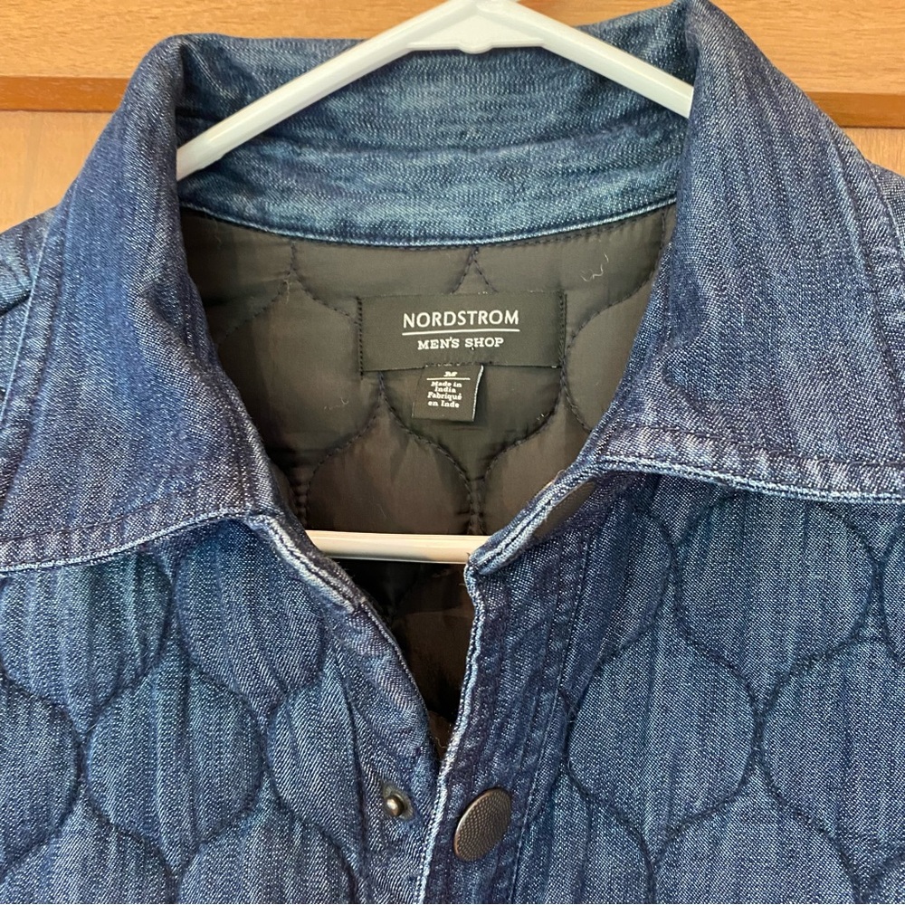 Nordstrom Mens Quilted Denim snap front Shirt Jacket - Picture 2 of 8